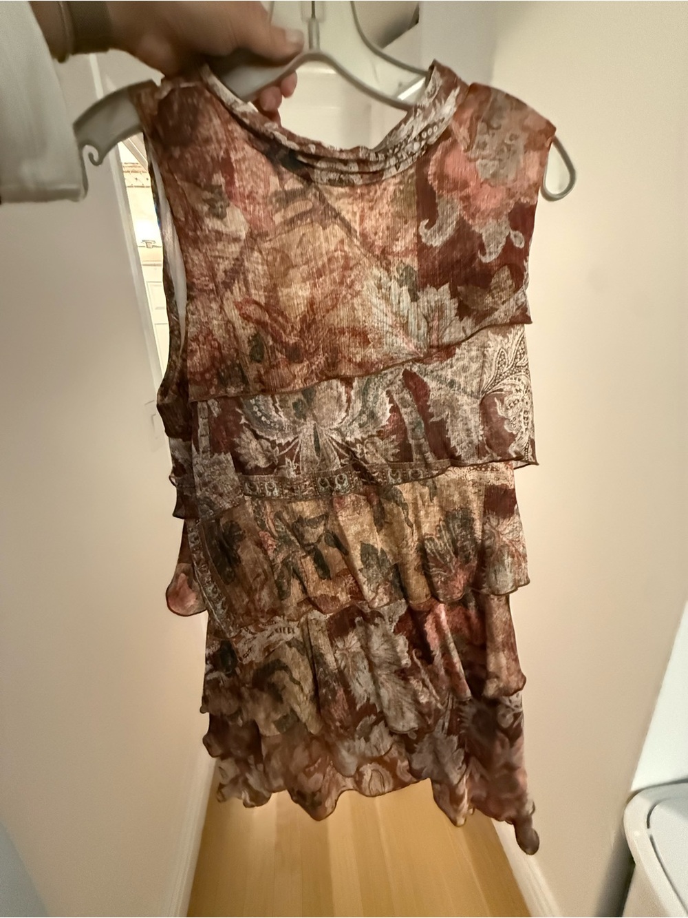Zara Tiered Ruffle Mini Dress - Brown Multi